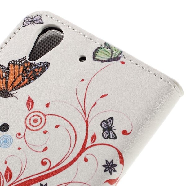 Huawei Y6 II læder-etui med holder - Sommerfugle Multicolor