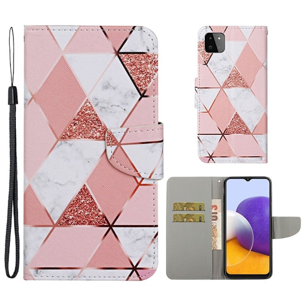 Wonderland Samsung Galaxy A22 5G Läppäkotelo - Marbling Pattern Pink