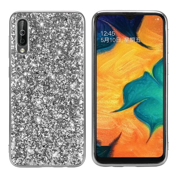 Glitter Samsung Galaxy A50 skal - Silver/Grå Silvergrå