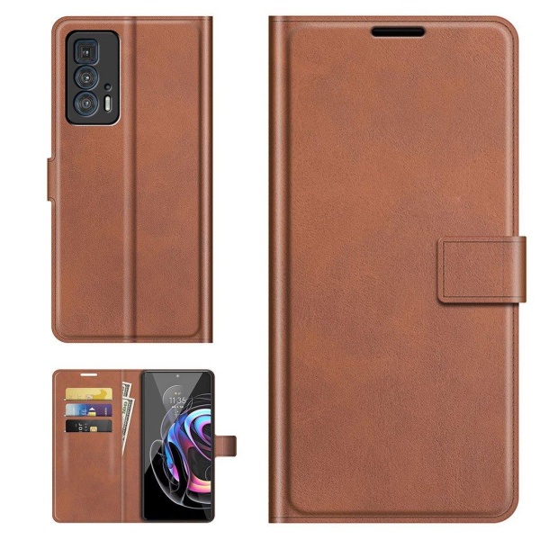 Wallet-style Læder Etui til Motorola Edge 20 Pro - Lysebrun Brown