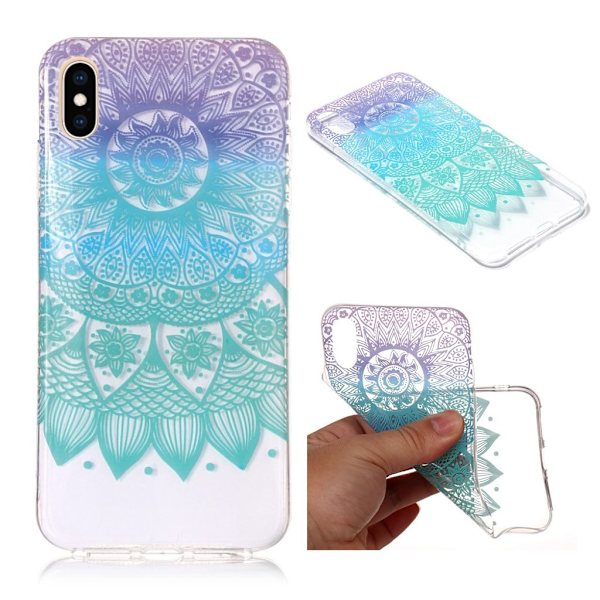 iPhone 9 Plus mobilskal silikon tryckmönster - Färgfull mandala blomma multifärg