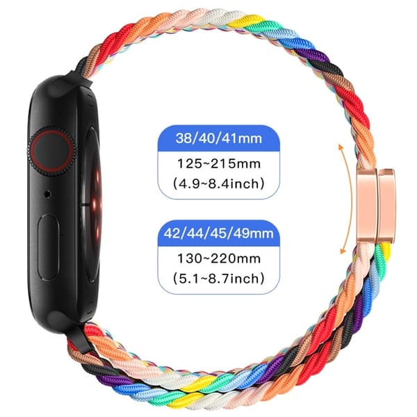 Apple Watch Series 41mm - 40mm - 38mm Armbånd med magnetisk spenne - Hvit Regnbue Multicolor