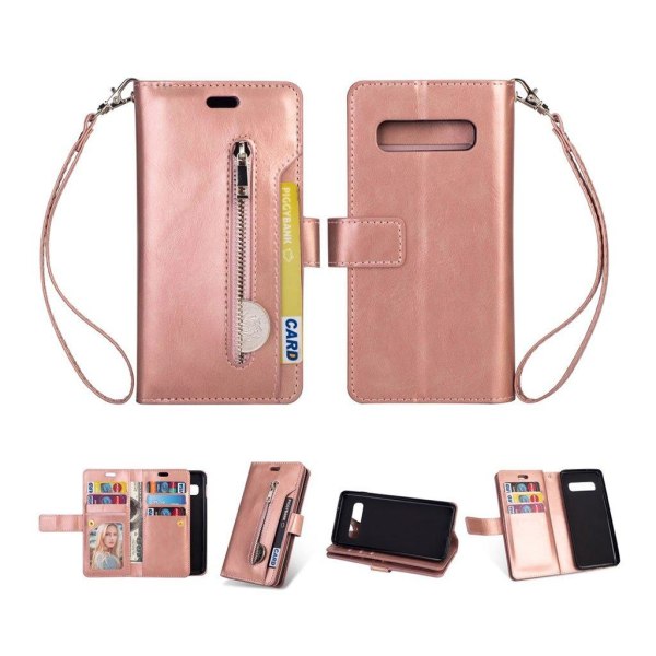 Samsung Galaxy S10 Plus multi-slot plånboksfodral i läder - rosa Rosa