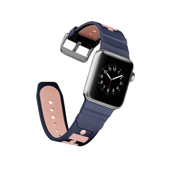 Apple Watch Series 4 40mm erstatnings urrem i silikone med smarte farver - Blå/Lyserød Multicolor