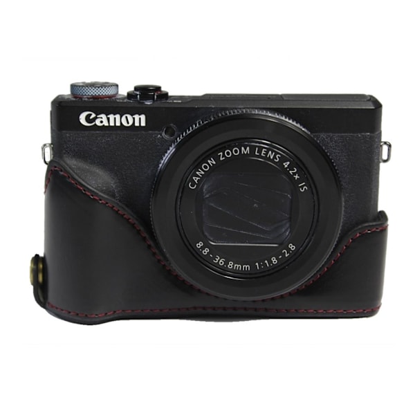 Canon PowerShot G7 X Mark II hållbart läderfodral - Svart Svart