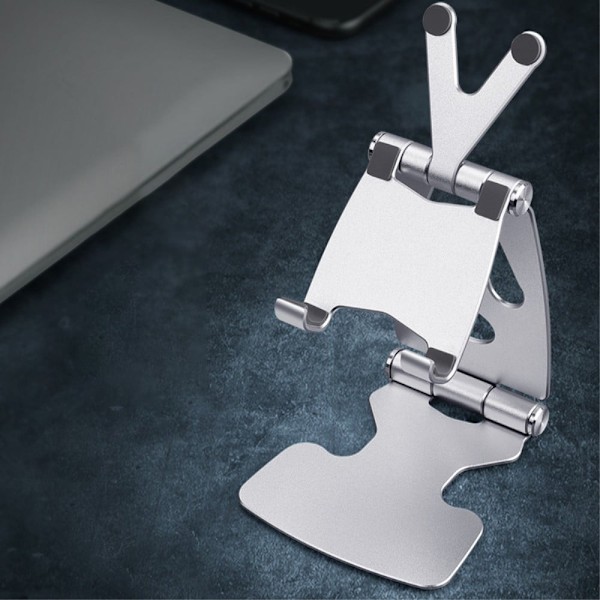 Universal V-formet holder til telefon og tablet - Sølv Silver grey