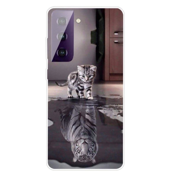 Deco Samsung Galaxy S21 etui - kat og tiger Silver grey