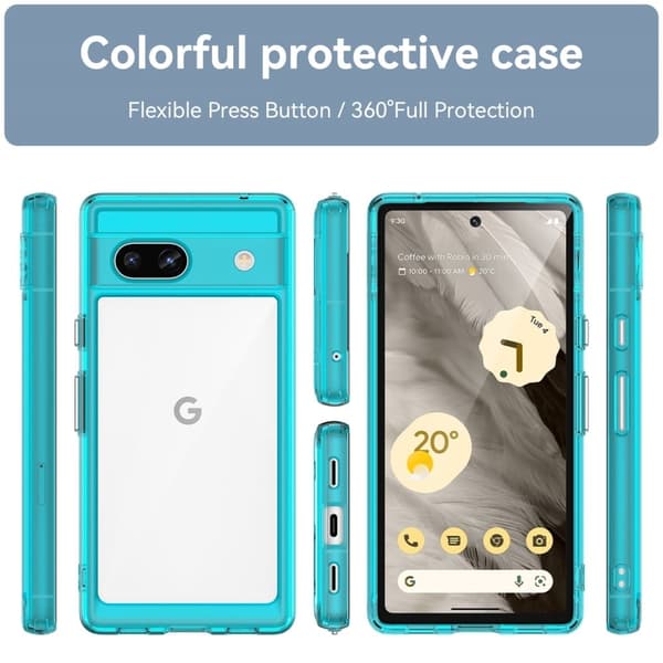 Google Pixel 7a smart akryldeksel - Gjennomsiktig Blå Blue