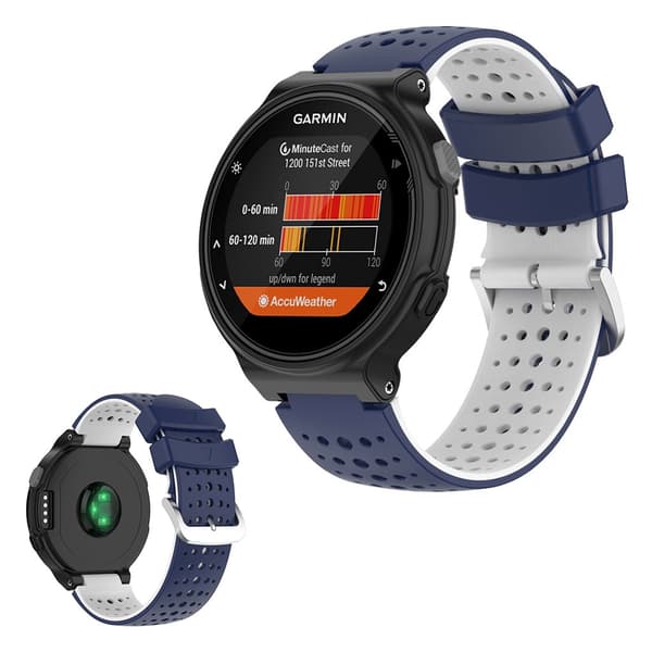 Two-tone silicone watch band for Garmin Forerunner devices - Blue / White Blå