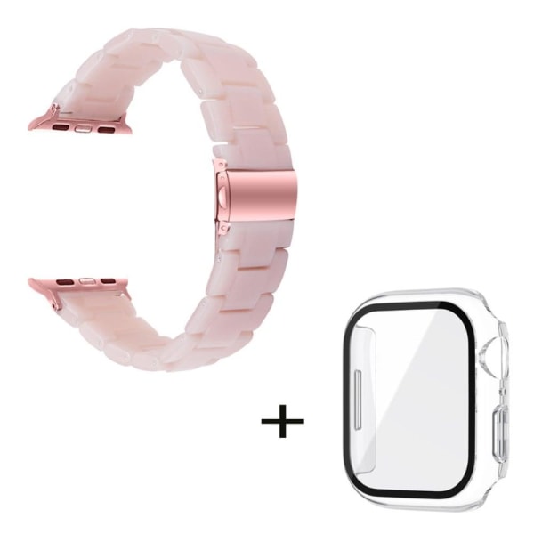 3 bead resin style watch strap with clear cover for Apple Watch Pink