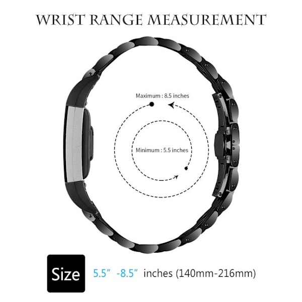 Fitbit Charge 2 klokkerem i rustfritt stål - Svart Black