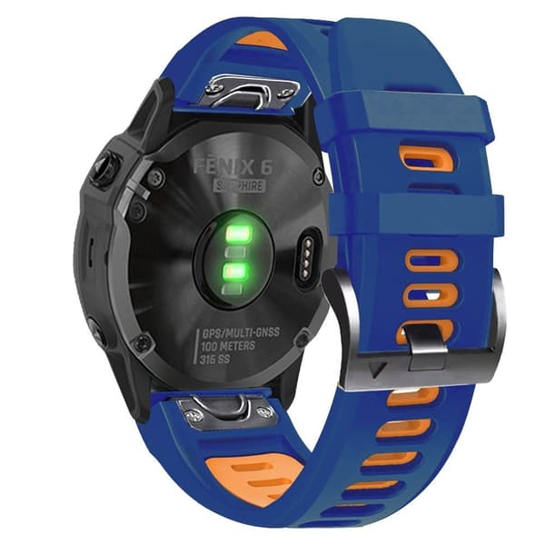 26 mm silikonarmband för Garmin- och Coros-klockor - Midnattsblå / Orange Blå