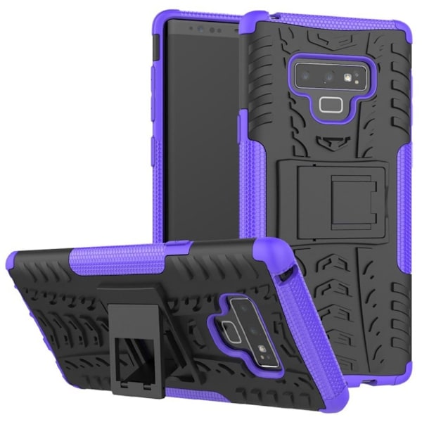Samsung Galaxy Note9 mobilskal plast silikon utfällbart ben däckdesign - Lila Lila