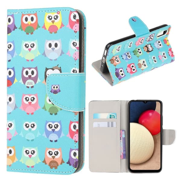 Wonderland Samsung Galaxy M02 / A02 Flip etui - Søde ugler Blue