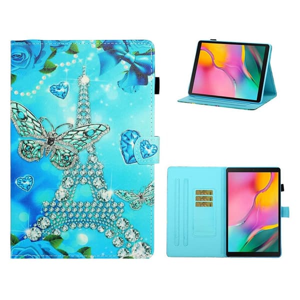 Samsung Galaxy Tab A 10.1 (2019) mønster læder flip etui - Eiffel Tårn Blue