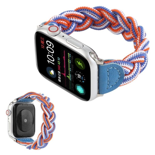 Apple Watch Series 6 / 5 44mm vævet flettet urrem - Himmelblå Camouflage Multicolor