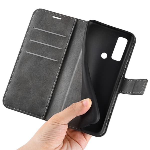 Skinn-etui i lommebok-stil for TCL 30 V 5G - Grå Silver grey