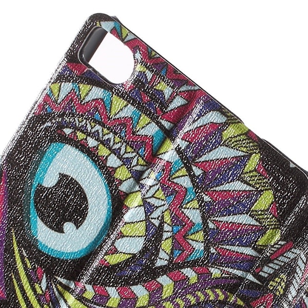 Moberg View Huawei Ascend P8 Læder Flip Etui - Farvet Ugle Multicolor