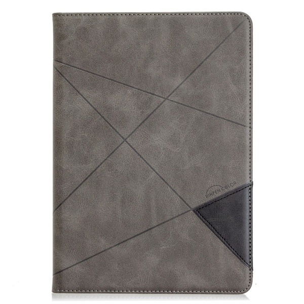 iPad 10.2 (2021) / (2020) / Air (2019) geometriskt mönstrat flipfodral i läder - Grå Silvergrå