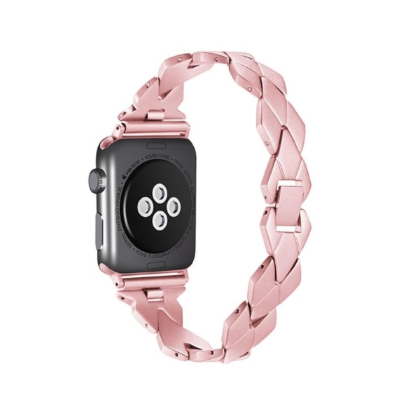 Apple Watch (45 mm) klockarmband med rombformad länk i rostfritt stål - Rosa Ros Rosa