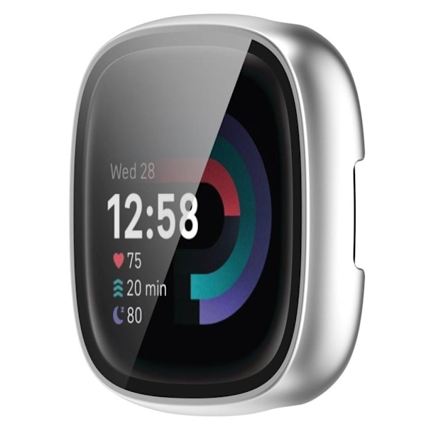 Fitbit Sense 2 / Versa 4 cover med hærdet glas - Sølv Silver grey
