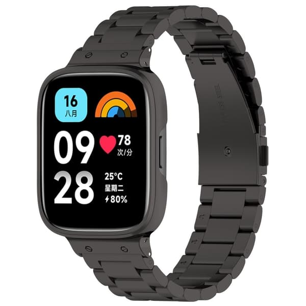 Xiaomi Redmi Watch 3 Active / Lite 3 metalrem med cover - Sort Black