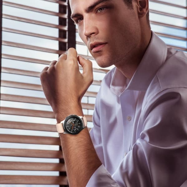 Samsung Galaxy Watch (42mm) äkta läder klockarmband - rosa Rosa