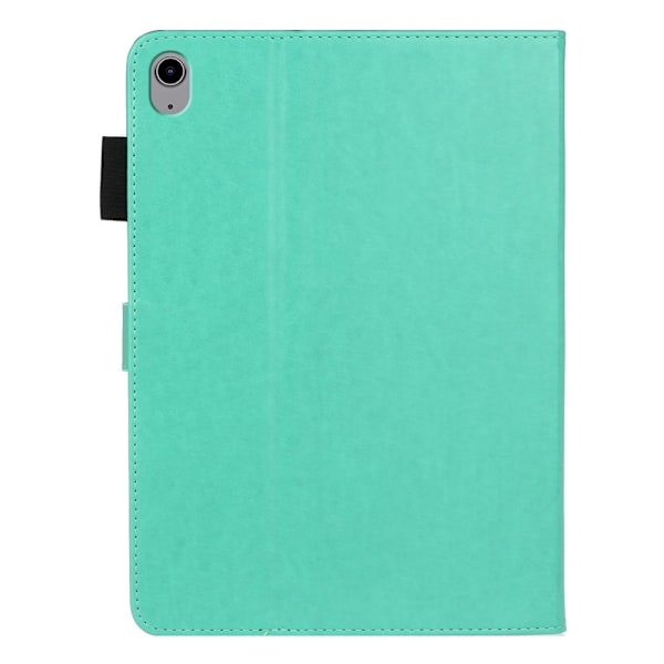iPad 10.9 (2022) läderfodral med plommonblomsmönster - Grön Grön