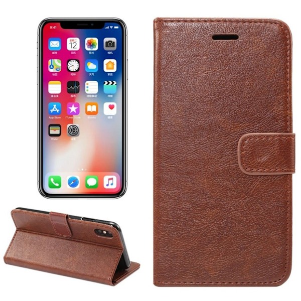 iPhone 9 Plus Villihevos Rakenne Pintainen synteetti Nahka Lompakko Suojakotelo - Kahvi Brown