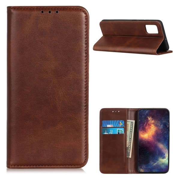 Flip Etui med Pung i Ekte Lær til OnePlus 9 Pro - Kaffe Brown