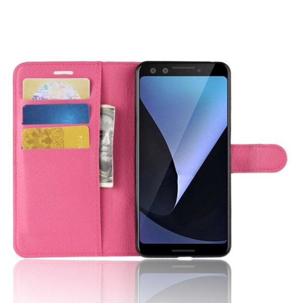 Google Pixel 3 mobilfodral syntetläder silikon stående plånbok - Rosa