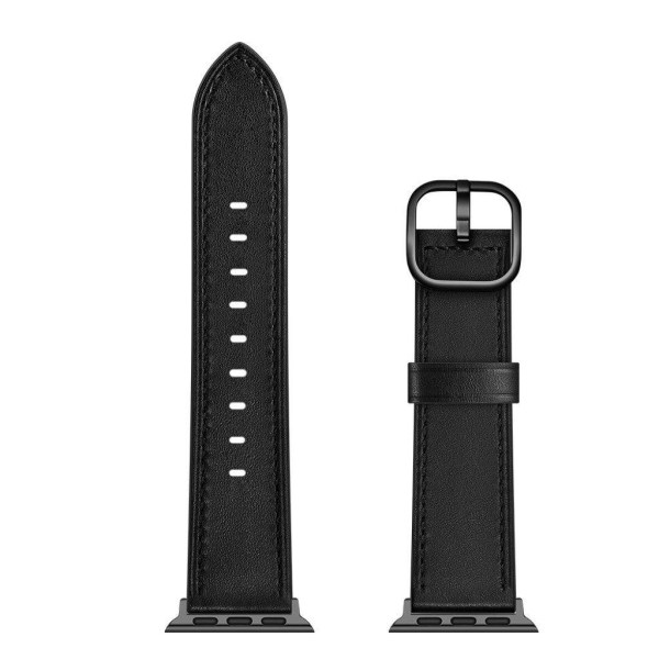 Apple Watch Series 5 / 4 44mm genuine leather watch band - Black Svart