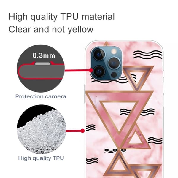 Marmormotiv iPhone 12 Pro Max skal - Rosa Färgade Trianglar Rosa