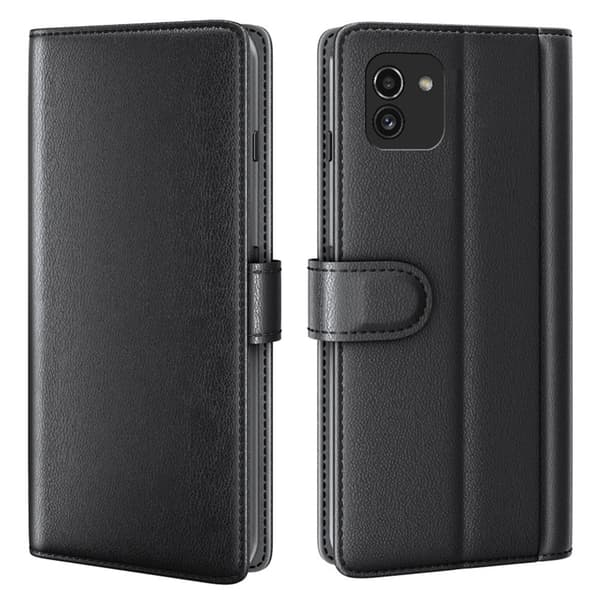 Aito nahkakotelo luottokorttipaikoilla Samsung Galaxy A03 Core - Musta Black