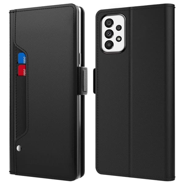 Phone Etui med Make-up Mirror og Slick Design til Samsung Galaxy A73 - Svart Black