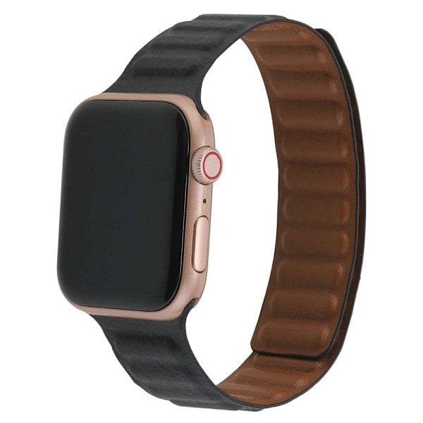 Apple Watch Series 8 (41mm) aito nahkaranneke - Musta Black