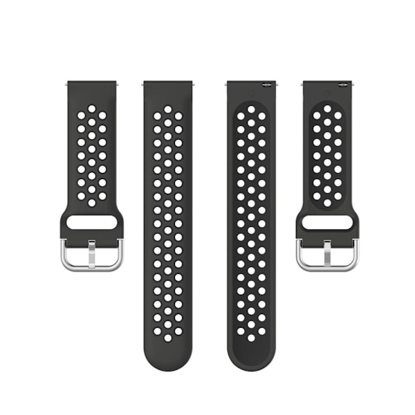 Samsung Galaxy Watch (46mm) / Gear S3 / Huawei Watch GT 2e / GT / GT 2 42mm / 46mm tofarvet silikone urrem - Sort Black