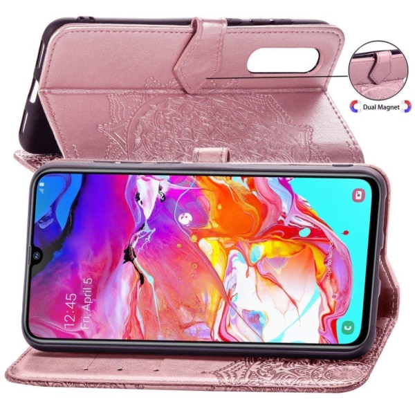 Mandala läder Samsung Galaxy A70 fodral - Rosa Rosa