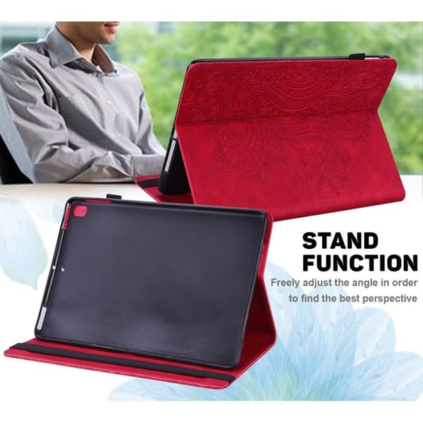Lenovo Tab M10 HD Gen 2 Blomster Tryk Læder Etui - Rød Red