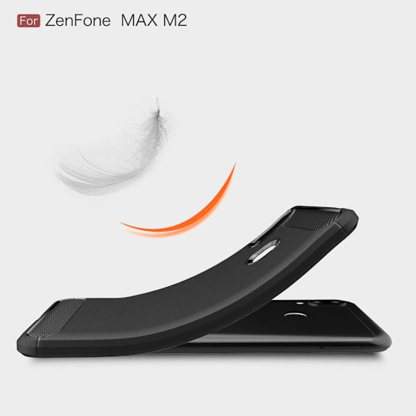 Asus ZenFone Max (M2) kulfibertekstur penslet etui - Sort Black