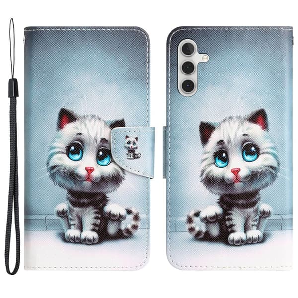 Wonderland Samsung Galaxy A55 flip etui - Kat Med Blå Øjne Blue