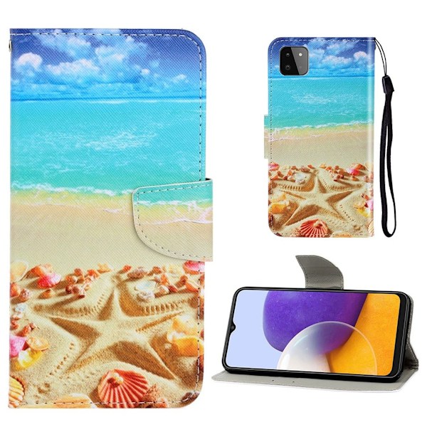 Wonderland Samsung Galaxy A22 5G Läppäkotelo - Beach Multicolor