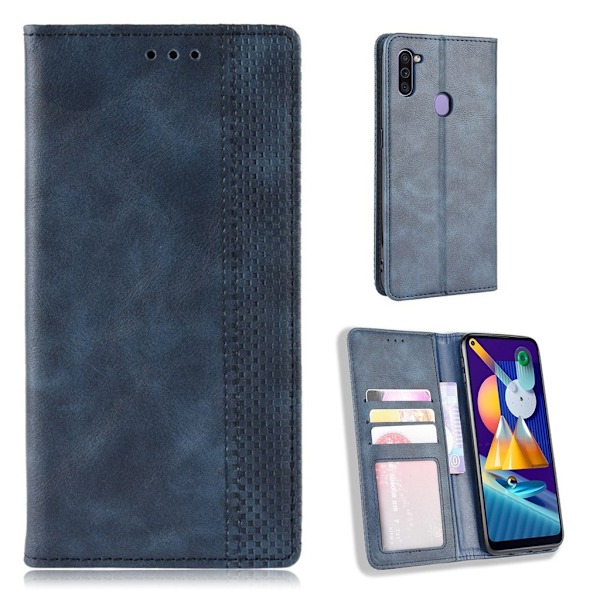 Bofink Vintage läder Samsung Galaxy A11 fodral - Blå Blå