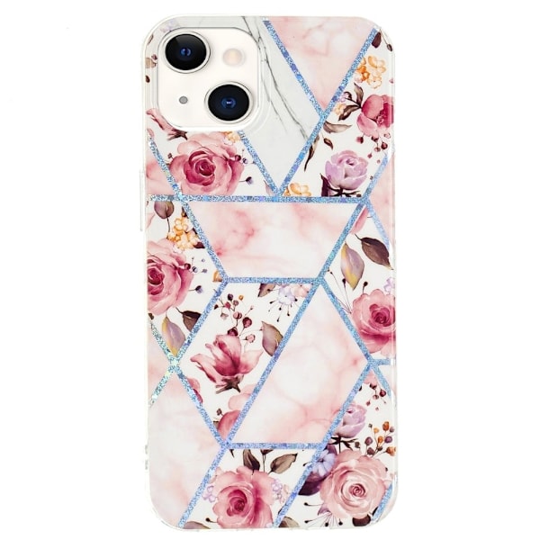 Marble iPhone 15 Etui - Electroplated Rose Pink