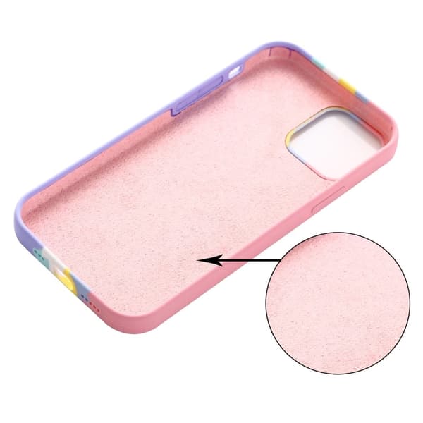 iPhone 15 Pro Max regnbågsfärgat silikonskydd - Rosa Rosa