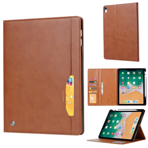 Stand Wallet Design Læder Tablet Cover Case med Pen Slot iPad mi Brown