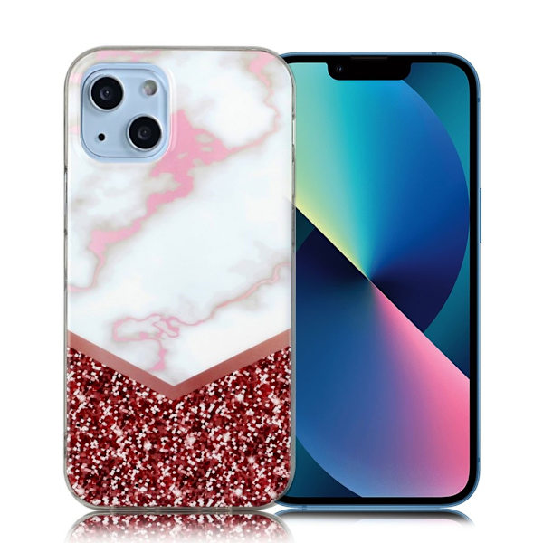 Marble iPhone 13 Mini Suojakotelo - Glitter Sequins Splicing Multicolor