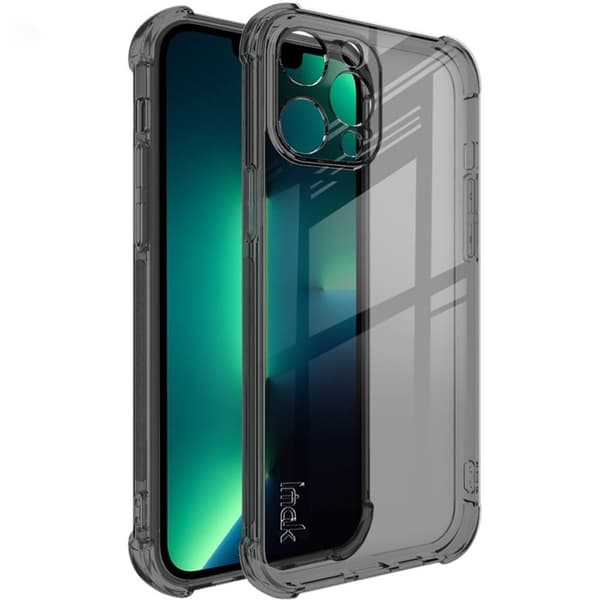 IMAK Airbag cover til iPhone 13 Pro Max - Gennemsigtig Sort Transparent
