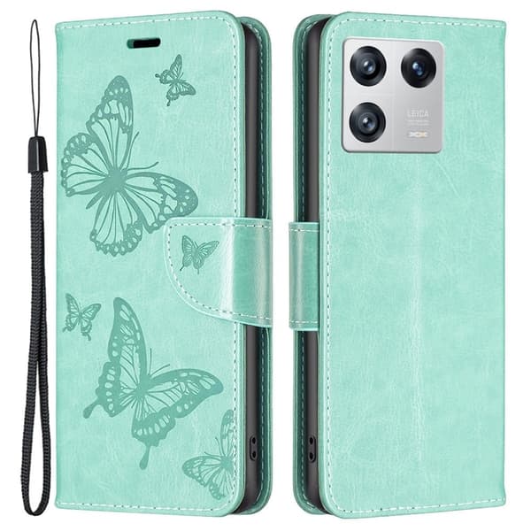 Butterfly läder Xiaomi 13 fodral - Grön Grön