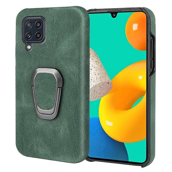 Stötsäkert läderfodral med oval kickstand för Samsung Galaxy M32 - Grön Grön
